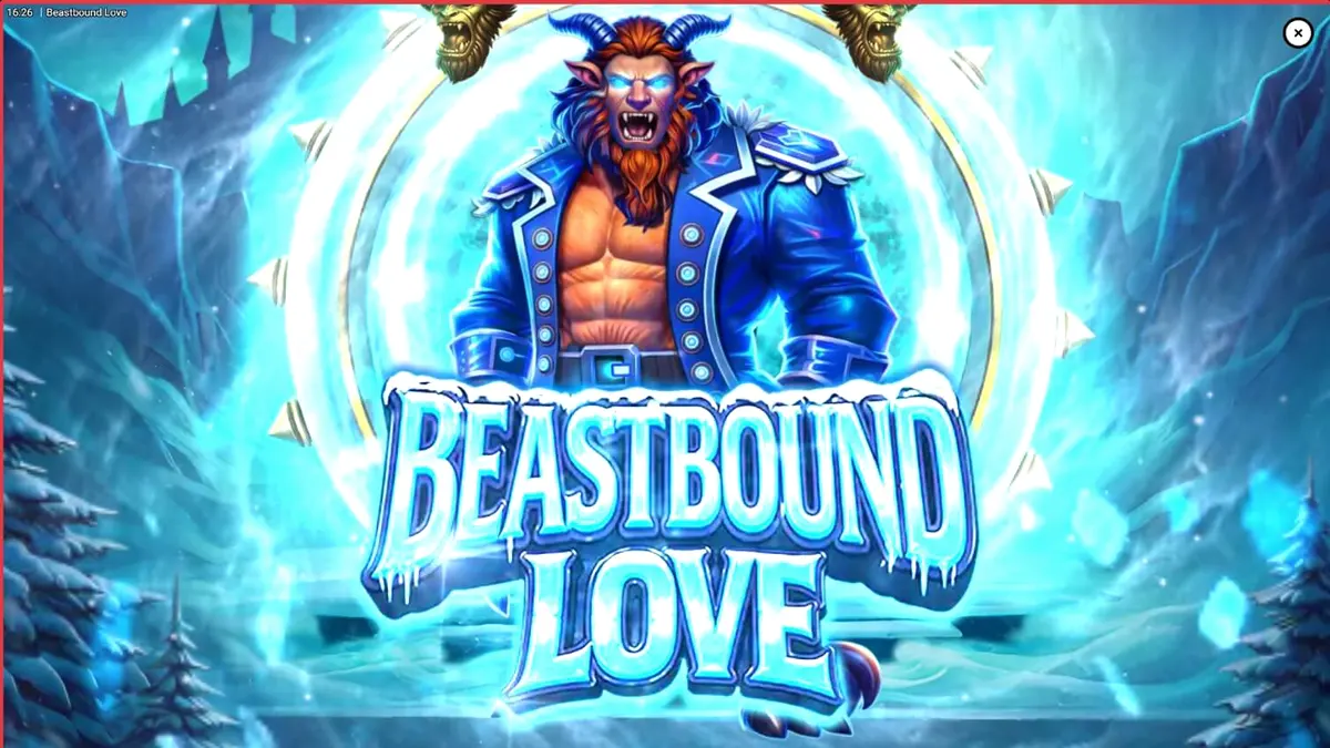 Tampilan visual slot Beastbound Love dengan tema fantasi gotik dan hutan terlarang.