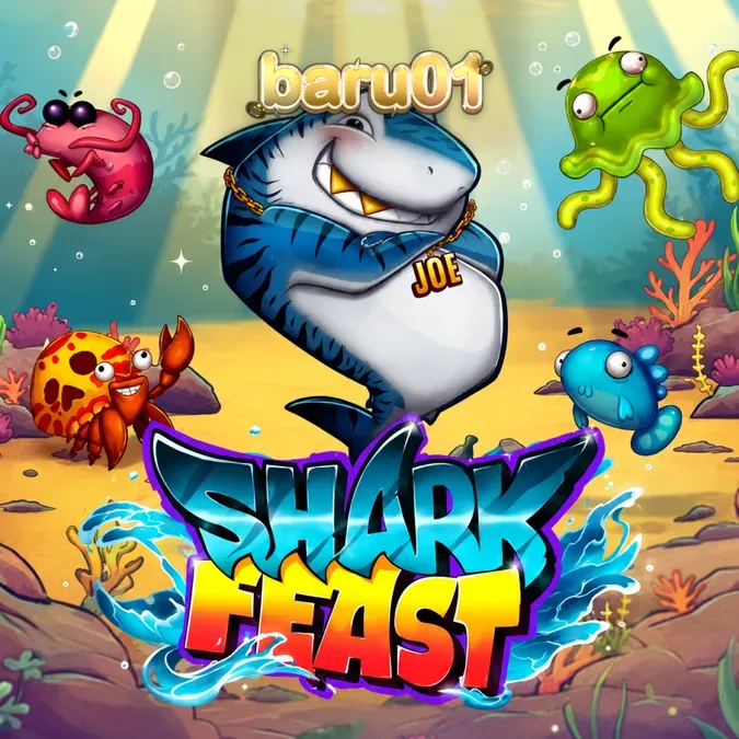 Tampilan visual slot Shark Feast dengan tema pesta bawah laut yang ceria